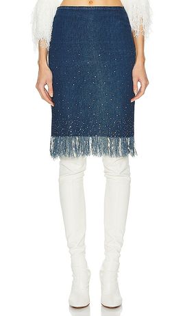 FWRD Renew FWRD Renew Fendi Denim Fringe Skirt