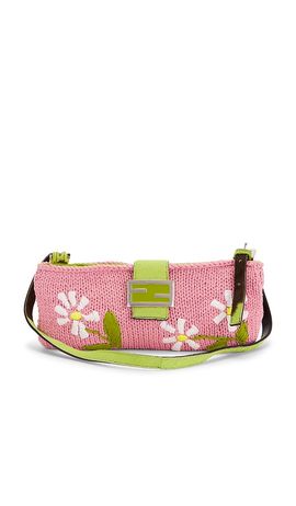 FWRD Renew FWRD Renew Fendi Floral Knit Baguette Pochette Shoulder Bag
