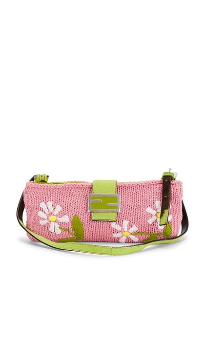 FWRD Renew FWRD Renew Fendi Floral Knit Baguette Pochette Shoulder Bag