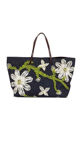 FWRD Renew FWRD Renew Fendi Flower Embroidered Denim Tote Bag