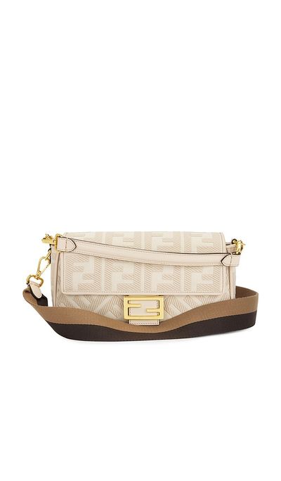 FWRD Renew FWRD Renew Fendi Vitello King FF Embroidered Mini Baguette Shoulder Bag