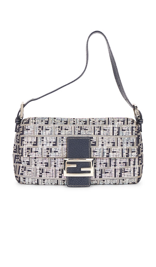 FWRD Renew - Fendi Zucchino Crystal Baguette Shoulder Bag