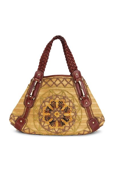 FWRD Renew FWRD Renew Gucci Raffia Pelham Embroidered Hobo Bag