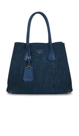 FWRD Renew FWRD Renew Prada Denim Saffiano Double Tote Bag