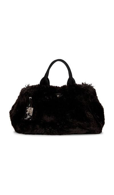 FWRD Renew FWRD Renew Prada Fur Canapa Tote Bag
