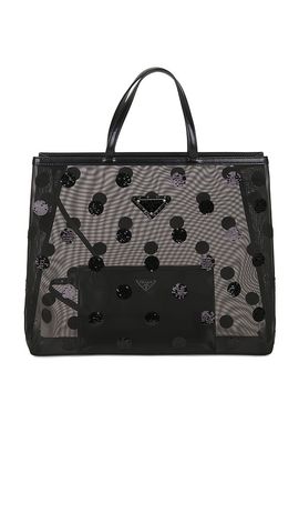 FWRD Renew FWRD Renew Prada Polka Dot Sequined Mesh Tote Bag