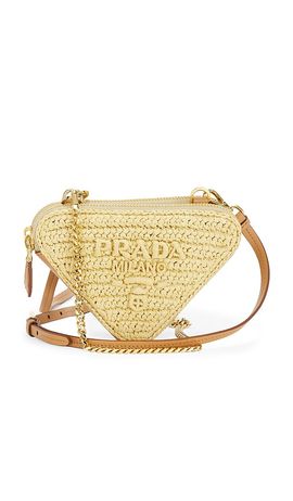 FWRD Renew FWRD Renew Prada Raffia Mini Triangle Shoulder Bag
