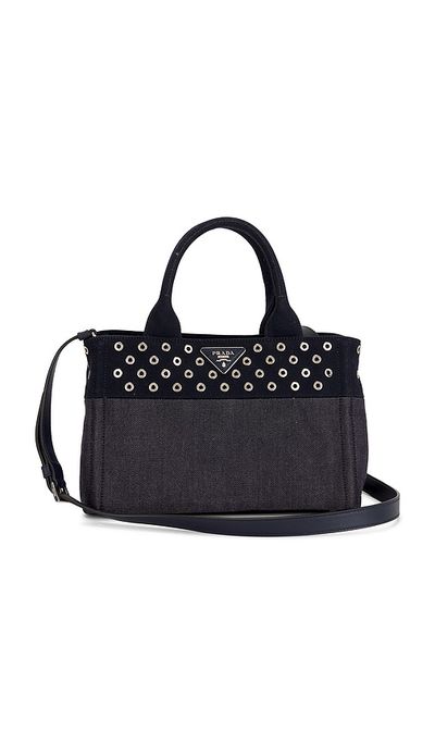 FWRD Renew FWRD Renew Prada Studded Denim Canapa Tote Bag