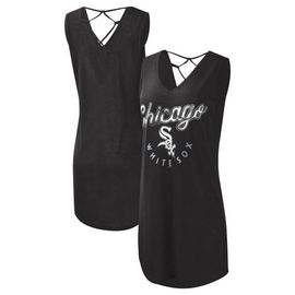 G-III 4HER BY CARL BANKS Women's G-III 4Her by Carl Banks Black Chicago White Sox Game Time Slub Beach V-Neck Cover-Up Dress 