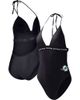 G-III 4HER BY CARL BANKS Women's G-III 4Her by Carl Banks Black Miami Dolphins Full Count One-Piece Swimsuit  - 1