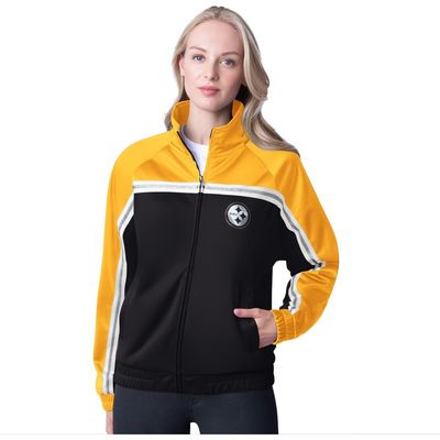 G-III 4HER BY CARL BANKS Women's G-III 4Her by Carl Banks Black Pittsburgh Steelers Post Game Full-Zip Track Jacket 