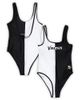 G-III 4HER BY CARL BANKS Women's G-III 4Her by Carl Banks Black/White Minnesota Vikings Last Stand One-Piece Swimsuit  - 1