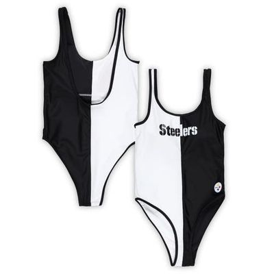 G-III 4HER BY CARL BANKS Women's G-III 4Her by Carl Banks Black/White Pittsburgh Steelers Last Stand One-Piece Swimsuit 