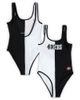 G-III 4HER BY CARL BANKS Women's G-III 4Her by Carl Banks Black/White San Francisco 49ers Last Stand One-Piece Swimsuit  - 1