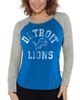 G-III 4HER BY CARL BANKS Women's G-III 4Her by Carl Banks Blue/Heather Gray Detroit Lions Waffle Knit Raglan Long Sleeve T-Shirt  - 1