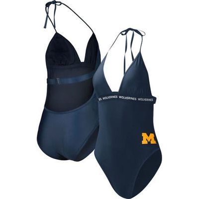 G-III 4HER BY CARL BANKS Women's G-III 4Her by Carl Banks Navy Michigan Wolverines Full Count One-Piece Swimsuit 