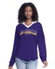 G-III 4HER BY CARL BANKS Women's G-III 4Her by Carl Banks Purple Los Angeles Lakers Bench Player Oversized Long Sleeve Hooded Top  - 1
