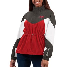 G-III 4HER BY CARL BANKS Women's G-III 4Her by Carl Banks Red/Pewter Tampa Bay Buccaneers Tie Breaker Lightweight Quarter-Zip Jacket 