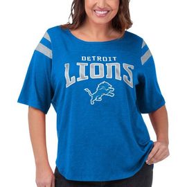 G-III 4HER BY CARL BANKS Women's G-III 4Her by Carl Banks Royal Detroit Lions Plus Size Linebacker T-Shirt 