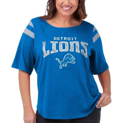 G-III 4HER BY CARL BANKS Women's G-III 4Her by Carl Banks Royal Detroit Lions Plus Size Linebacker T-Shirt 