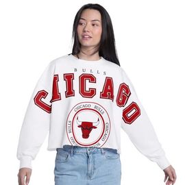 G-III 4HER BY CARL BANKS Women's G-III 4Her by Carl Banks White Chicago Bulls Bleachers Cropped French Terry Sweatshirt 