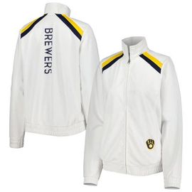 G-III 4HER BY CARL BANKS Women's G-III 4Her by Carl Banks White Milwaukee Brewers Red Flag Full-Zip Track Jacket 