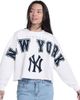 G-III 4HER BY CARL BANKS Women's G-III 4Her by Carl Banks White New York Yankees Bleachers Cropped Pullover Sweatshirt  - 1