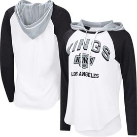 G-III 4HER BY CARL BANKS Women's G-III 4Her by Carl Banks White Los Angeles Kings VIP Raglan Long Sleeve Hoodie T-Shirt 
