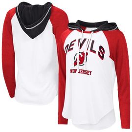 G-III 4HER BY CARL BANKS Women's G-III 4Her by Carl Banks White New Jersey Devils VIP Raglan Long Sleeve Hoodie T-Shirt 