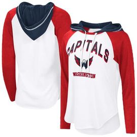 G-III 4HER BY CARL BANKS Women's G-III 4Her by Carl Banks White Washington Capitals VIP Raglan Long Sleeve Hoodie T-Shirt 