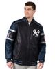 G-III SPORTS BY CARL BANKS Men's G-III Sports by Carl Banks Black New York Yankees Leather Varsity Jacket  - 1