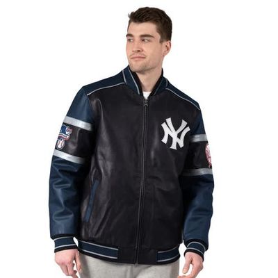 G-III SPORTS BY CARL BANKS Men's G-III Sports by Carl Banks Black New York Yankees Leather Varsity Jacket 
