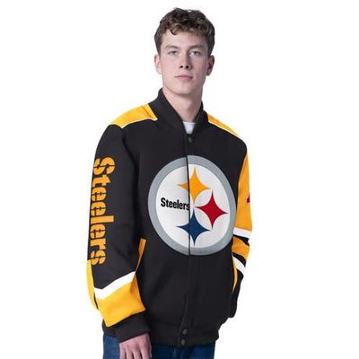 G-III SPORTS BY CARL BANKS Men's G-III Sports by Carl Banks Black Pittsburgh Steelers Prime Time Full-Zip Racing Jacket 