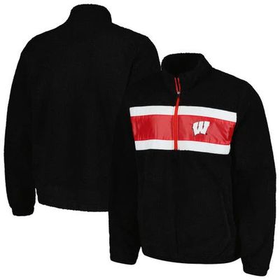 G-III SPORTS BY CARL BANKS Men's G-III Sports by Carl Banks Black Wisconsin Badgers Pinch Runner Half-Zip Top 