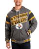 G-III SPORTS BY CARL BANKS Men's G-III Sports by Carl Banks Black/Gray Pittsburgh Steelers Extreme Full Back Reversible Hoodie Full-Zip Jacket  - 1