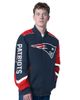 G-III SPORTS BY CARL BANKS Men's G-III Sports by Carl Banks Navy New England Patriots Prime Time Full-Zip Racing Jacket  - 1