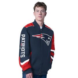 G-III SPORTS BY CARL BANKS Men's G-III Sports by Carl Banks Navy New England Patriots Prime Time Full-Zip Racing Jacket 