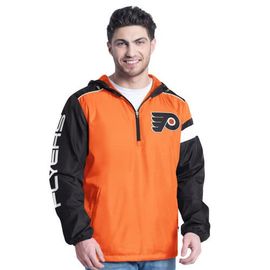 G-III SPORTS BY CARL BANKS Men's G-III Sports by Carl Banks Orange/Black Philadelphia Flyers Lateral Half-Zip Hoodie Jacket 