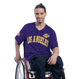 G-III SPORTS BY CARL BANKS Men's G-III Sports by Carl Banks Purple Los Angeles Lakers Adaptive Star Player Fashion Baseball Jersey 