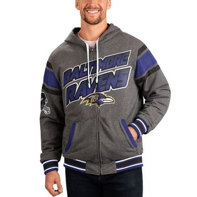 G-III SPORTS BY CARL BANKS Men's G-III Sports by Carl Banks Purple/Gray Baltimore Ravens Extreme Full Back Reversible Hoodie Full-Zip Jacket 