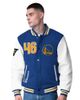 G-III SPORTS BY CARL BANKS Men's G-III Sports by Carl Banks Royal Golden State Warriors Moneyball Wool & Leather Full-Snap Varsity Jacket  - 1