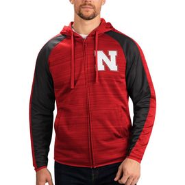 G-III SPORTS BY CARL BANKS Men's G-III Sports by Carl Banks Scarlet Nebraska Huskers Neutral Zone Raglan Full-Zip Track Jacket Hoodie 
