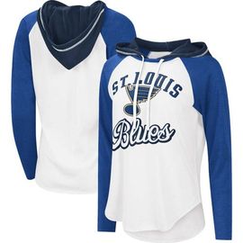 G-III SPORTS BY CARL BANKS Women's G-III Sports by Carl Banks White/Blue St. Louis Blues MVP Raglan Lightweight Hooded T-Shirt 