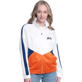 G-III SPORTS BY CARL BANKS Women's G-III Sports by Carl Banks White/Royal New York Mets Rally Rhinestone Raglan Full-Zip Track Jacket 