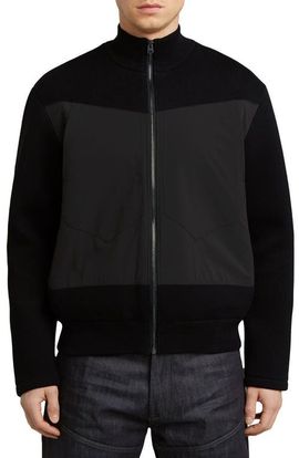 G-STAR G-STAR Mixed Media Organic Cotton Zip-Up Bomber Jacket