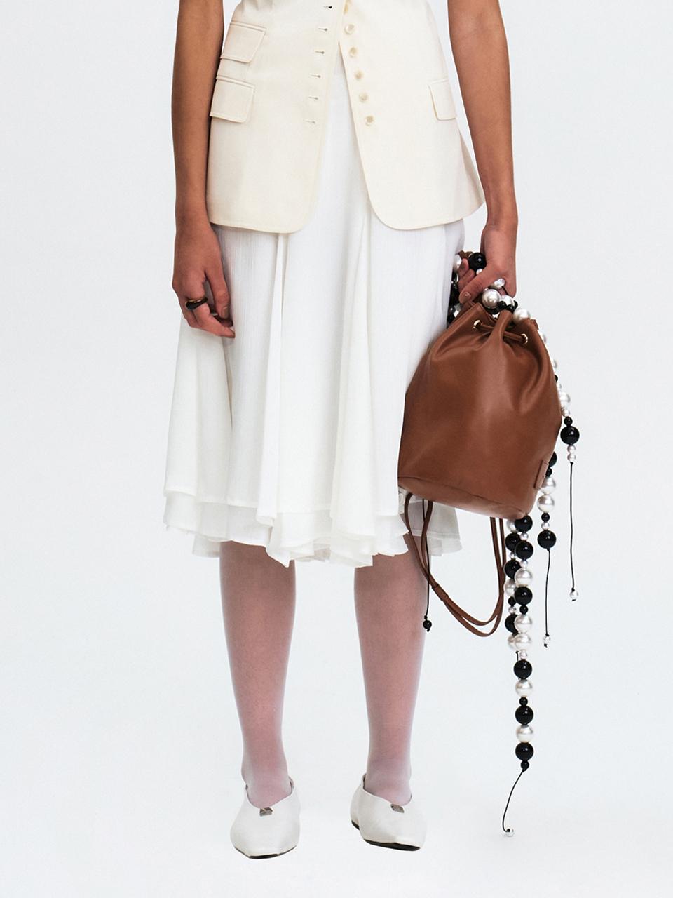 GABRIEL LEE DOUBLE LAYERED SHEER SKIRT [WHITE]