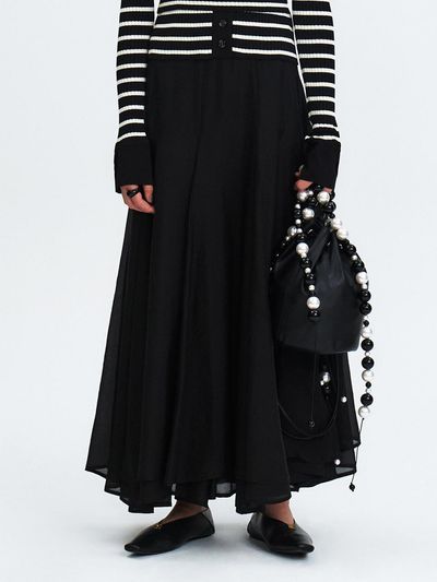 GABRIEL LEE LAYERED LONG SHEER SKIRT [BLACK]