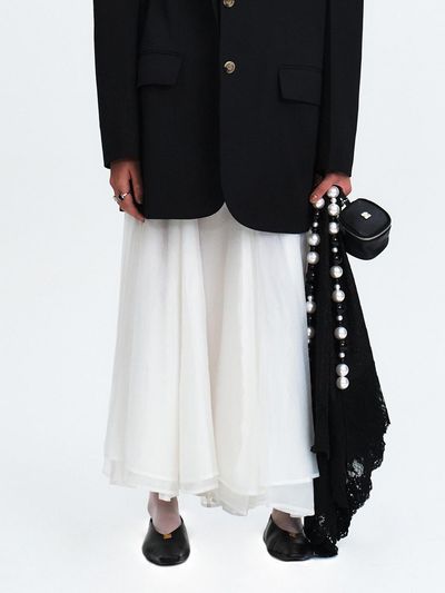 GABRIEL LEE LAYERED LONG SHEER SKIRT [WHITE]