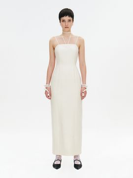 GABRIEL LEE Premium Wool-silk Blend Maxi Dress with Neck Strap