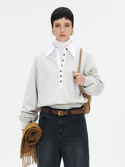 GABRIEL LEE Sweatshirt with Curved Shirt Collar